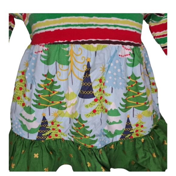 RicRac & Ruffles Kids Dress #F7-9500 Holiday Size 3-6M Girl Red & Green Trees - Picture 3 of 14